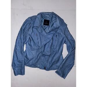 V Cristina jacket studded leather blue women’s size large